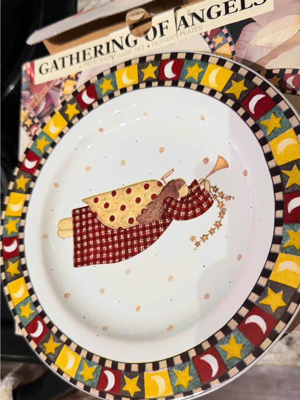 Vintage Sakura Debbie Mumm 1997 Gathering of Angels 4pc 8in Dessert Plates DS